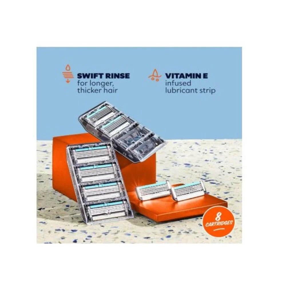 Dollar Shave Club 4 Blade Razor Refills 8 Pack Swift Rinse Blades